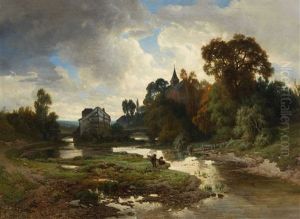 Landscape With A Stream And Fishers Landscape With A Stream And Fishers