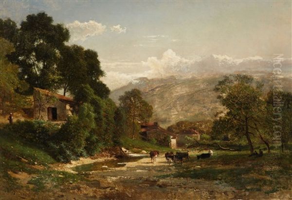 River Landscape With Shepherds And Their Herd - view 1