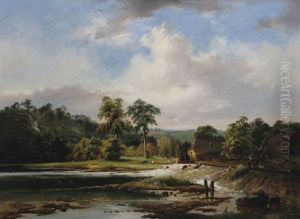 French River Scene by Joseph Quinaux
