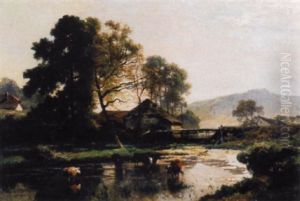 Teichlandschaft Mit Kuhen Teichlandschaft Mit Kuhen