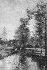 Herbstliche Bachlandschaft Mit Angler by Joseph Quinaux