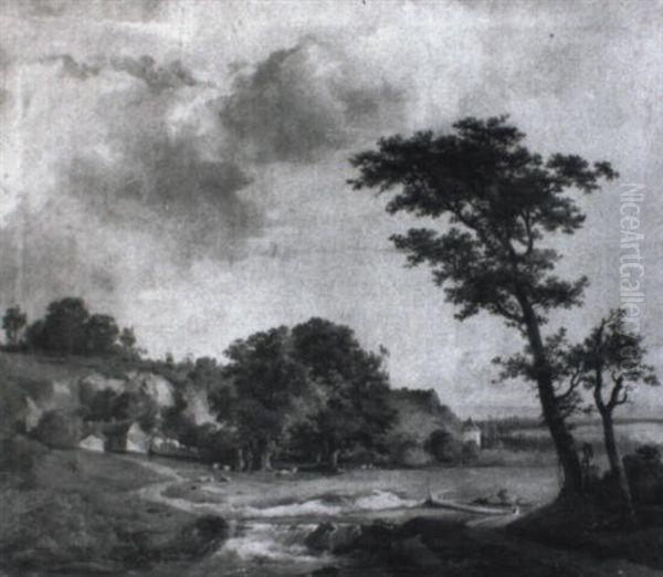 Paysage Romantique Avec Cascade - view 1
