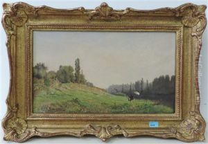 Flusslandschaft Mit Maler An Seiner Staffelei
