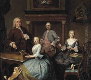 Portrait Of A Family, In An Interior by Jan Maurits Quinkhardt