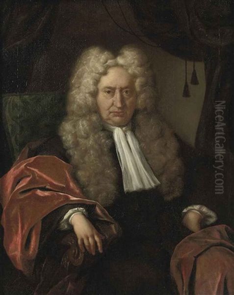 Portrait Of A Gentleman In A Black Costume And A Red Velvet Cloak, Seated In A Chair - view 1