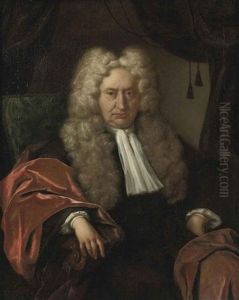 Portrait Of A Gentleman In A Black Costume And A Red Velvet Cloak, Seated In A Chair