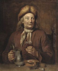 A Gentleman Seated At A Table Smoking And Drinking
