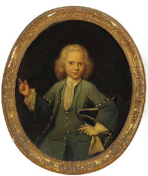 Portrait Of A Boy In A Blue Coat And Waistcoat, His Hat Under His Left Arm - view 1