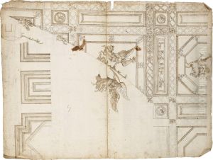Designs For A Ceiling Decoration With Winged Figures by Perino Del Vaga (Pietro Bonaccors