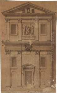 The Facade Of A Small Church With The Madonna And Child The Facade Of A Small Church With The Madonna And Child