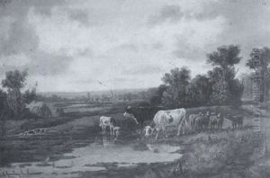 Cattle In A River Landscape by Alfred Robert Quinton