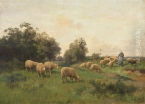 Landschaft Mit Hirtin Und Schafherde by Charles Henri Quinton
