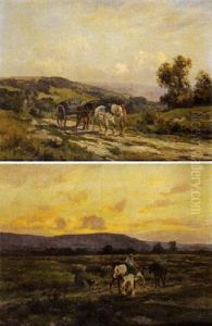Attelage Dans Un Paysage by Charles Henri Quinton