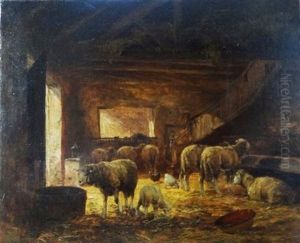 Sheep In A Barn