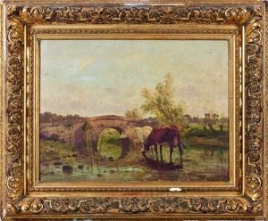Vaches A La Riviere by Clement (Charles-Henri) Quinton