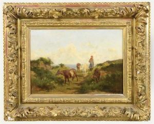 La Bergere Et Son Troupeau by Clement (Charles-Henri) Quinton