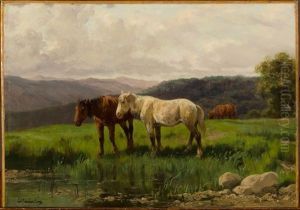 Chevaux Au Paturage by Clement (Charles-Henri) Quinton