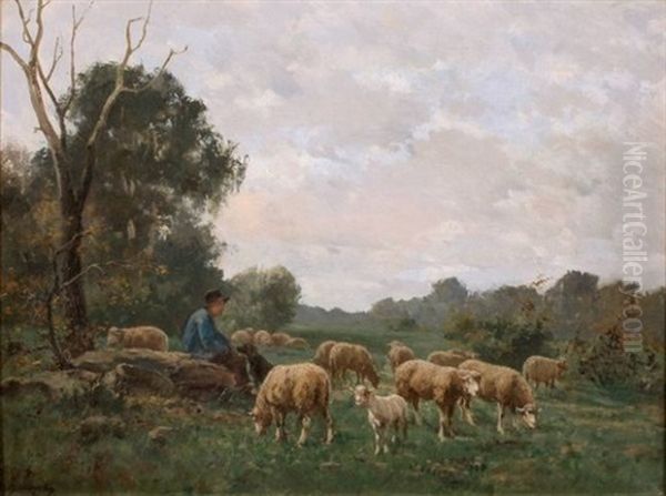 Jeune Berger Et Troupeau De Moutons - view 1