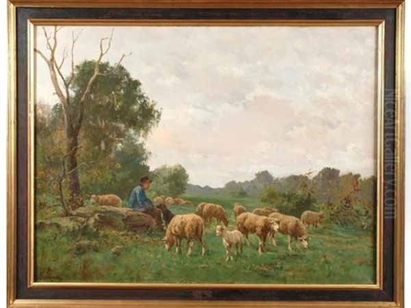 Jeune Berger Et Troupeau De Moutons - view 1