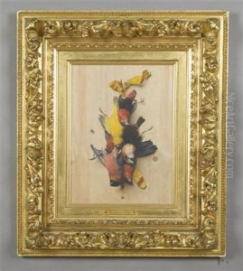 Dead Birds Hung With Ribbon And A Fly by Edouard Quitton
