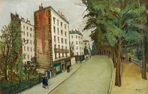 Parisian Street View by Alphonse Leon Quizet