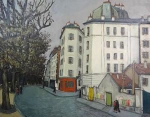 Corner Of A Busy Street by Alphonse Leon Quizet