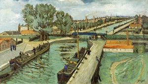 Le Canal Saint-martin by Alphonse Leon Quizet