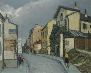 Montmartre, Passants Dans La Rue by Alphonse Leon Quizet
