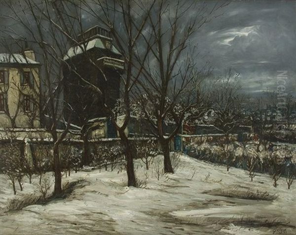 Le Maquis De Montmartre Et Le Moulin De La Galette Sous La Neige - view 1