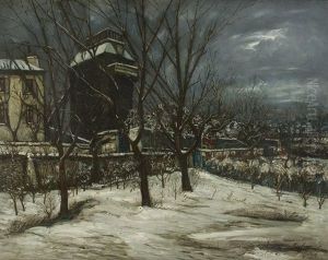 Le Maquis De Montmartre Et Le Moulin De La Galette Sous La Neige by Alphonse Leon Quizet