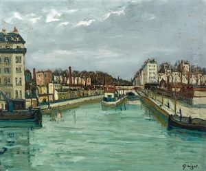 Canal A Paris by Alphonse Leon Quizet