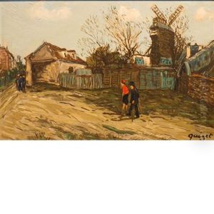 Street In Montmartre by Alphonse Leon Quizet