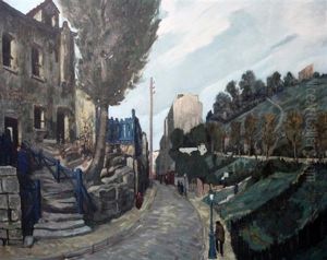 Paris Street Scene by Alphonse Leon Quizet