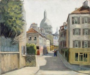 Montmartre, La Rue Norvins Et Le Sacre-coeur by Alphonse Leon Quizet