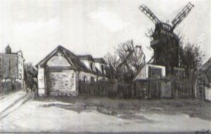 Paris, Montmartre, Le Moulin De La Galette Et La Ferme Debray by Alphonse Leon Quizet