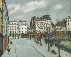 View Of Parisian Square by Alphonse Leon Quizet