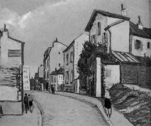 Rue De Village Animee by Alphonse Leon Quizet