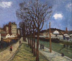La Seine Pres De Paris by Alphonse Leon Quizet