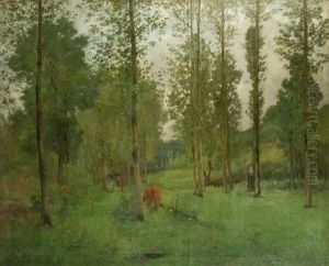 Vachere Et Son Troupeau Dans Le Bois Vachere Et Son Troupeau Dans Le Bois