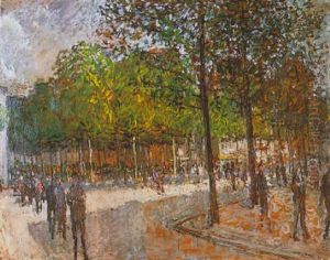 Les Jardins Au Rond-point Des Champs-elysees by Ernest Quost