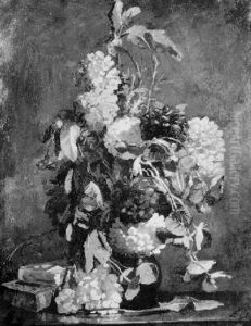 Vase De Fleurs Et Livres Sur Une Terrasse Vase De Fleurs Et Livres Sur Une Terrasse