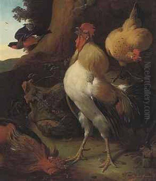 A Triumphant Cockerel Crowing Over His Victory - view 1
