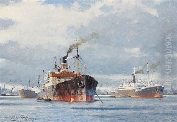 Anchoring Ships In A Harbour - view 1
