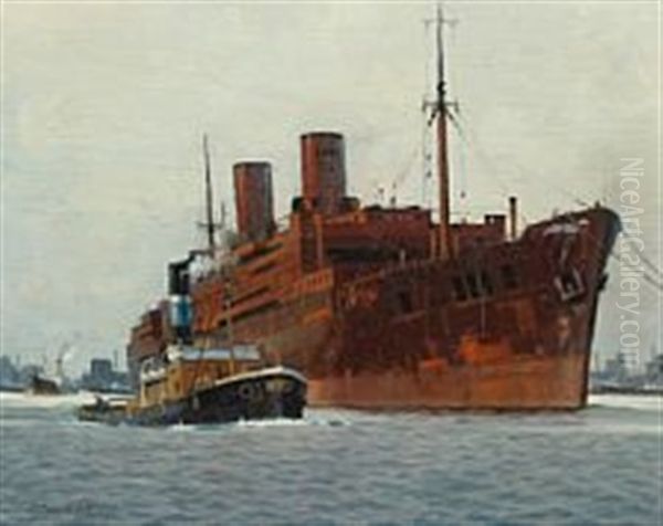 Newly Built Passenger Ship Under Tow - view 1