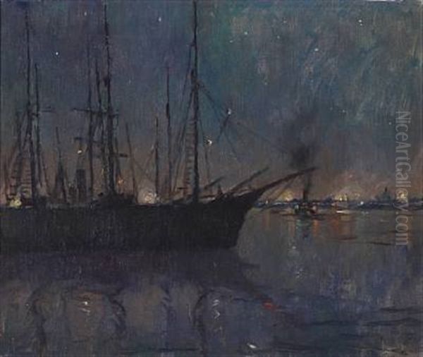 Late Evening With Ships In A Harbour - view 1