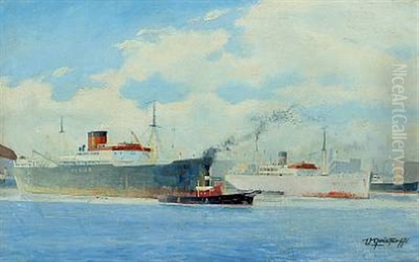 View From A Harbour With Larger Freighter - view 1