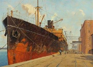 Quayside With Men Loading Steamboat
