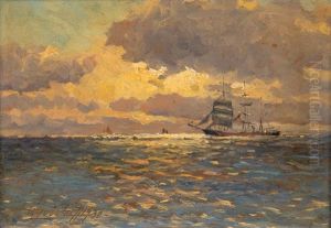 Tall Ship In Dusk by Victor Qvistorff