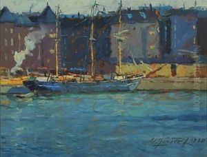 Scenery From The Port Of Aarhus by Victor Qvistorff