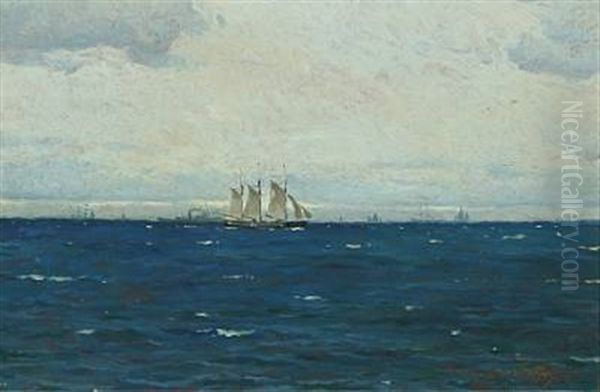 Marine Scene With Ships At Sea - view 1